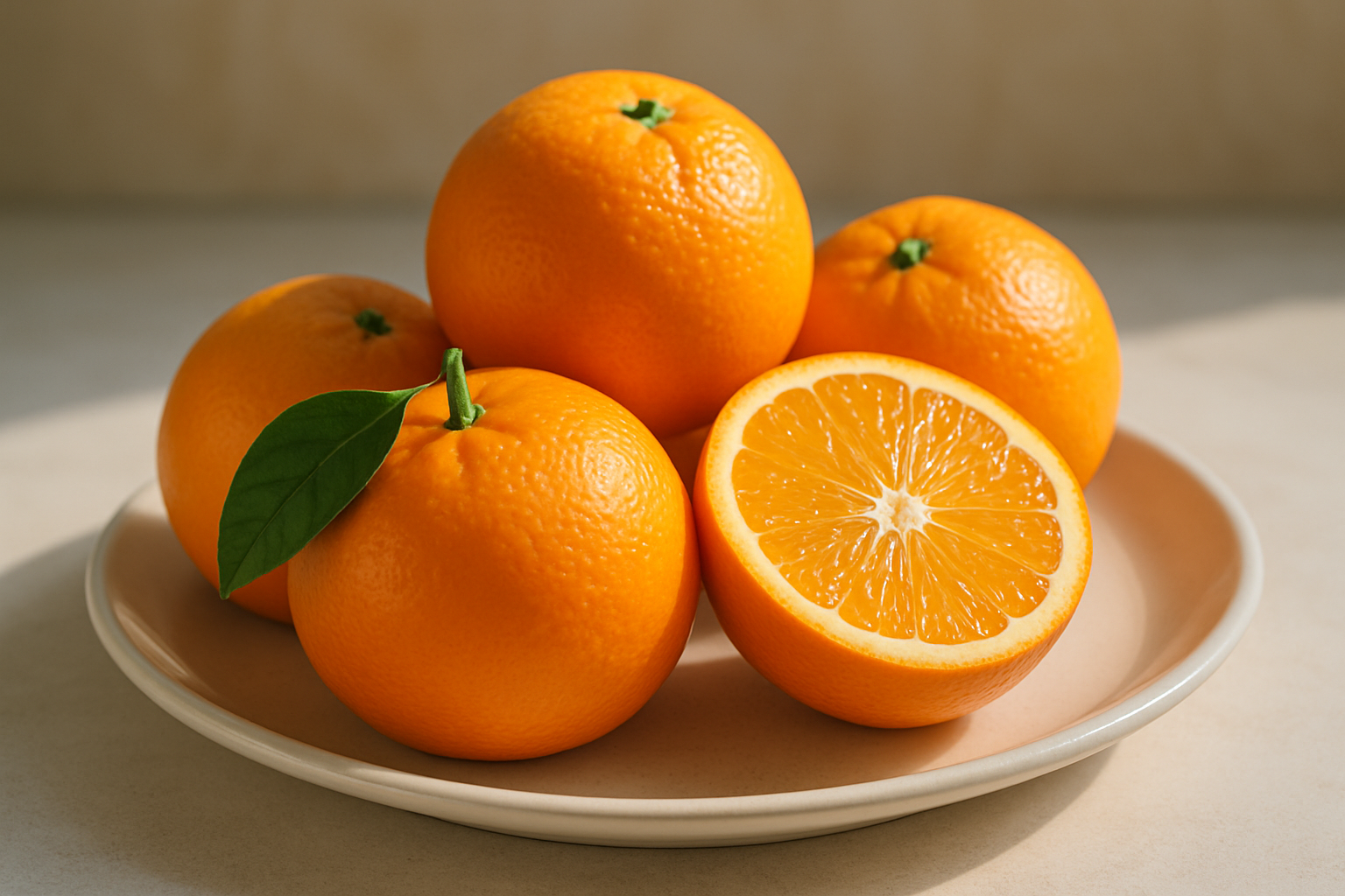 fresh oranges on a plate