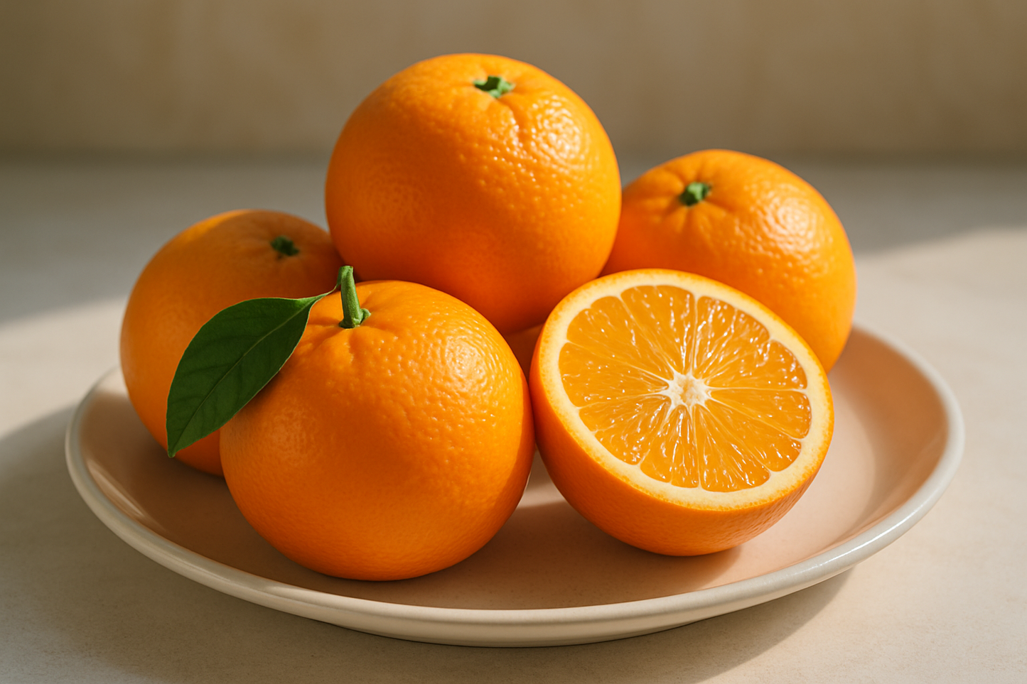 fresh oranges on a plate
